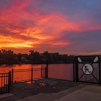 Sunset over the docks of the black warrior river